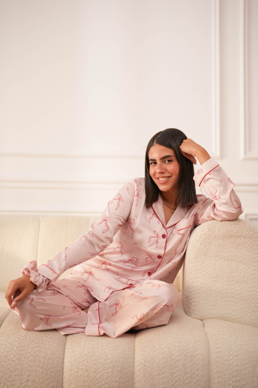 Blush Ribbons Satin PJ