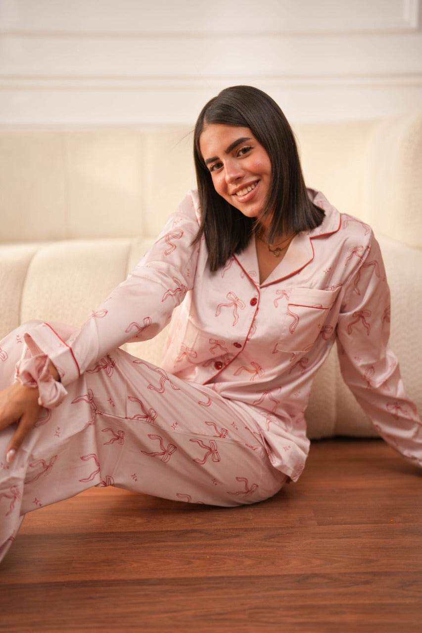 Blush Ribbons Satin PJ