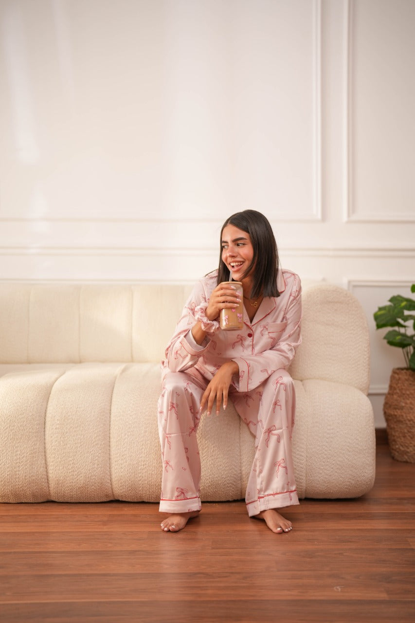 Blush Ribbons Satin PJ