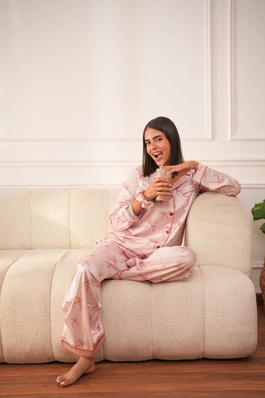 Blush Ribbons Satin PJ